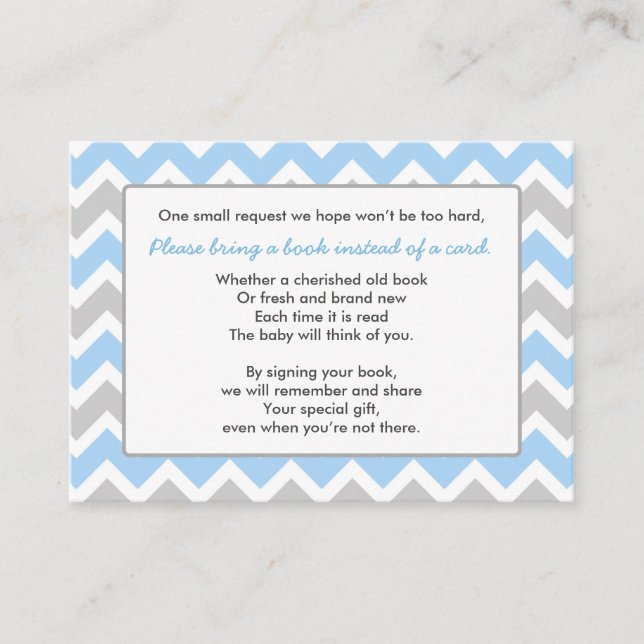 Libro Baby Shower insertar tarjeta niño chevron gr (Anverso)