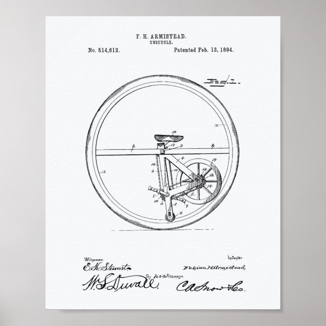 Libro Blanco de Arte de Patentes de Unicycle 1894 (Frente)