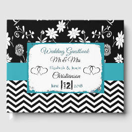 Libro Boda Corazón Azul y Negro