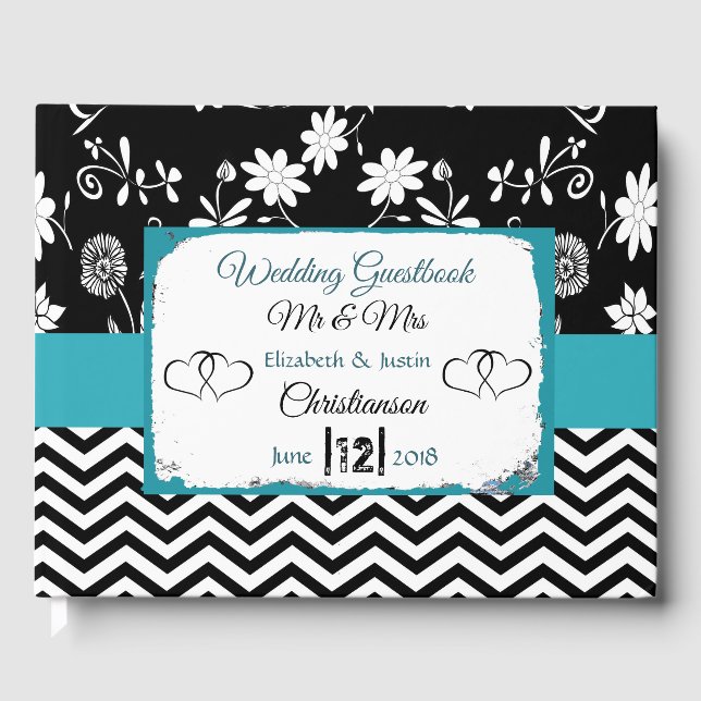 Libro Boda Corazón Azul y Negro (Anverso)