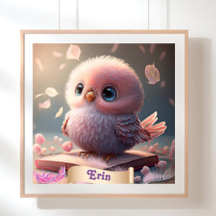 Libro de Arte Personalizado de Búho Rosa Bebé Pája