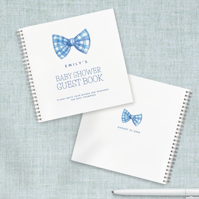Libro de Baby Shower Blue Bow Tie (Front and back view)