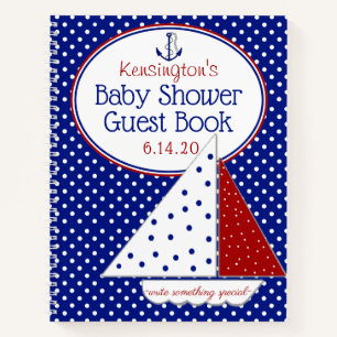 Libro de Baby Shower Neutral Nautical Sailboat  