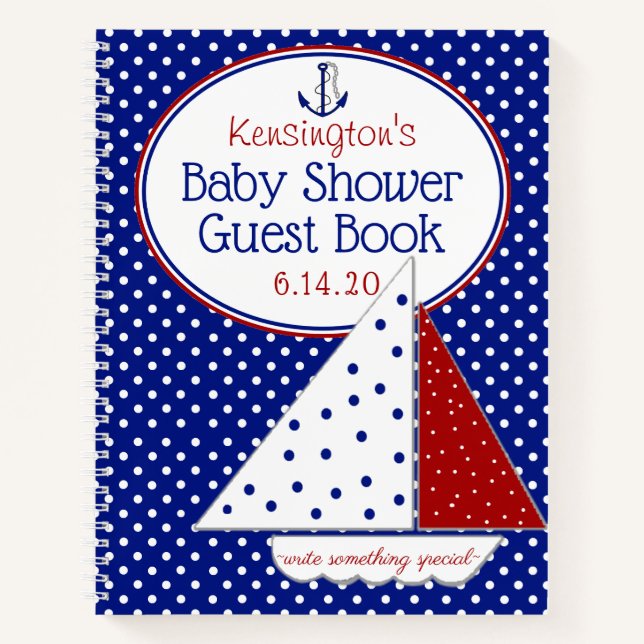 Libro de Baby Shower Neutral Nautical Sailboat | (Anverso)