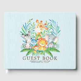 Libro de Baby Shower Neutrari Safari Jungle Boys