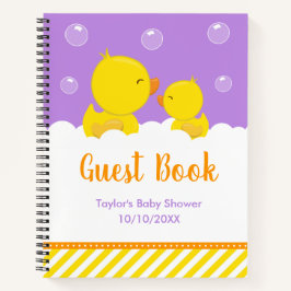 Libro de Baby Shower Rubber Ducky amarillo morado