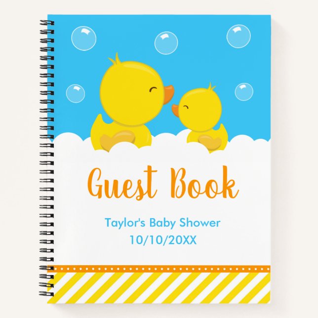 Libro de Baby Shower Rubber Ducky Yellow Blue (Anverso)