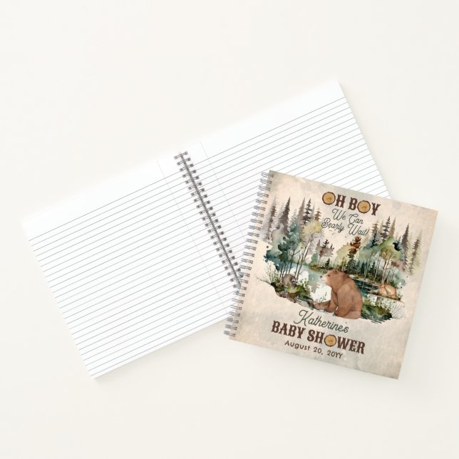 Libro de Baby Shower Rustic Forest Bearly Wait (Interior)