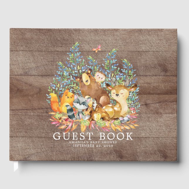 Libro de Baby Shower Rustic Neutral Woodland (Anverso)