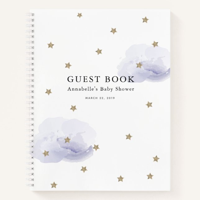 Libro de Baby Shower Stars & Lavender Clouds (Anverso)