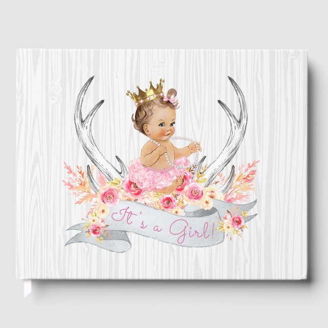 Libro de Baby Shower Tribal Antler Boho Princess (Anverso)