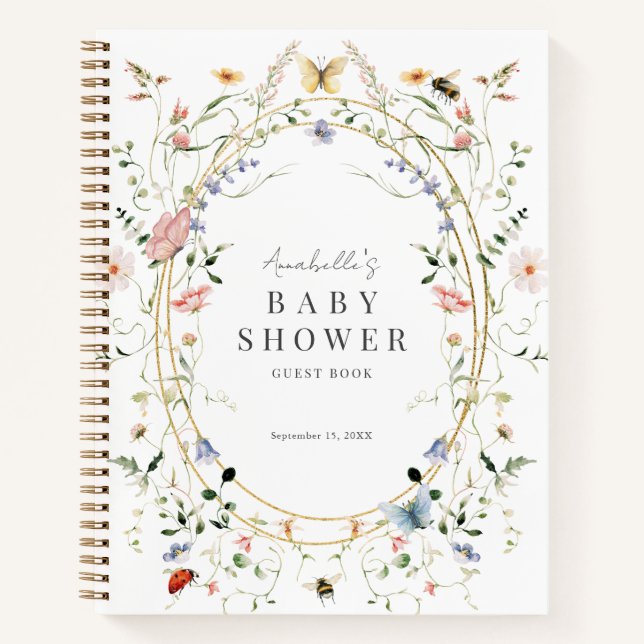 Libro de Baby Shower Wildflower Butterfly Bee (Anverso)