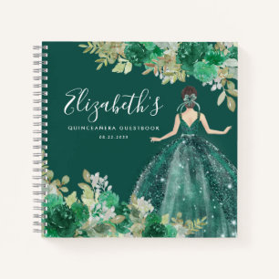 Libro de bienvenida Quinceanera con vino verde flo