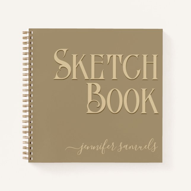 Libro de bocetos amarillo 3D con nombre artista  (Anverso)
