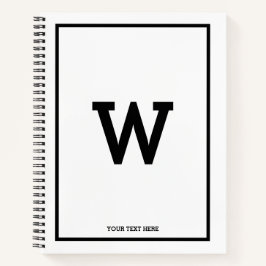 Libro de bocetos de monograma inicial blanco simpl