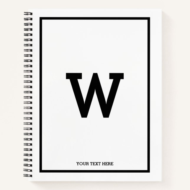 Libro de bocetos de monograma inicial blanco simpl (Anverso)