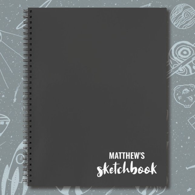 Libro de bocetos del artista del monograma gris (A simple sketchbook personalized with your name.)
