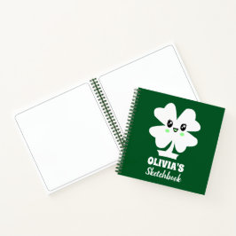 Libro de bocetos Green Shamrock Personalizado Name