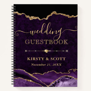Libro de Boda Agate Purpurina  Purple Gold Faux