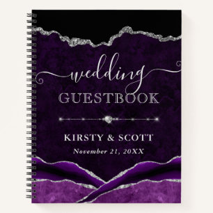 Libro de Boda Agate Purpurina Púrpura y Plata