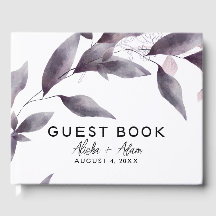 Libro de boda con hojas de color morado