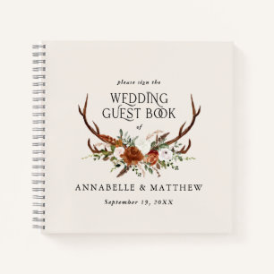 Libro de boda de flores de crema de óxido de presu
