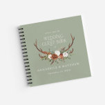 Libro de boda de flores verde sabio de presupuesto<br><div class="desc">Terracota,  parcela botánica floral natural,  salada verde y negra,  estilo rústico moderno y elegante estilo arco boda presupuesto libro de huéspedes diseño de decoración. Parte de una colección moderna.</div>