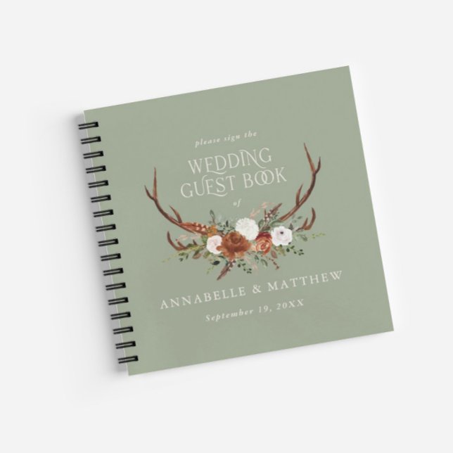 Libro de boda de flores verde sabio de presupuesto (Subido por el creador)