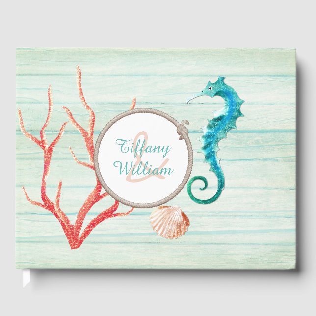 Libro de Boda de Moda de cabaña costera (Anverso)