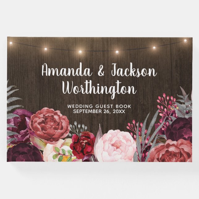 Libro de Boda Rushal Peony Country Fall Wood (Anverso)