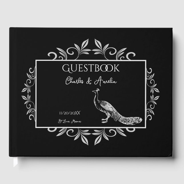 Libro de Bodas Black Peacock Flourish (Anverso)