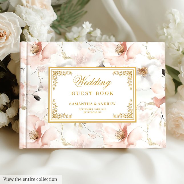 Libro de bodas de oro rosa pastel delicado y moder (Modern delicate pastel pink gold wedding guestbook)