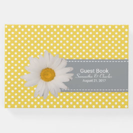 Libro de Bodas de puntos de polka amarillos y blan