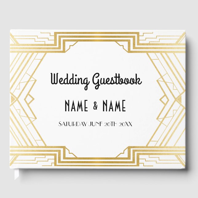 Libro de bodas Gatsby Art Deco's Gold de 1920 (Anverso)