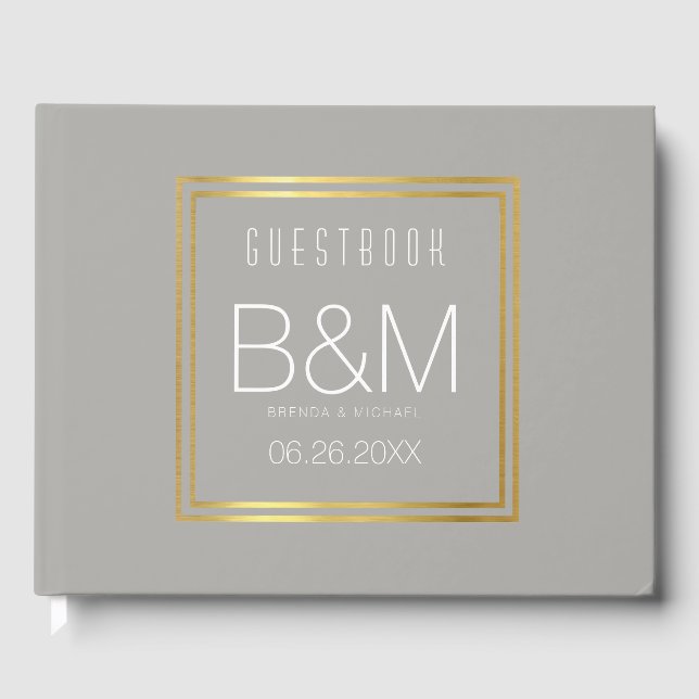 libro de bodas gris, libro de invitados para un ev (Anverso)