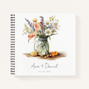 Libro de Bodas Mason Jar, floral de verano ruso