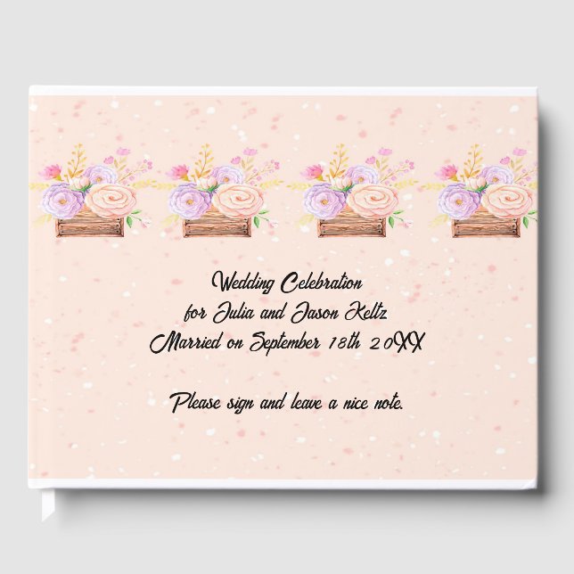 Libro de Bodas para Boda Floral Rústica de Melocot (Anverso)