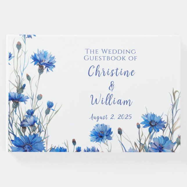 Libro de Bodas personalizados de Cornflowers rusos (Anverso)