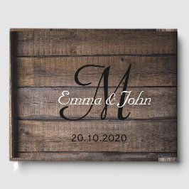 Libro de Bodas Rustic Wood Black Monogram