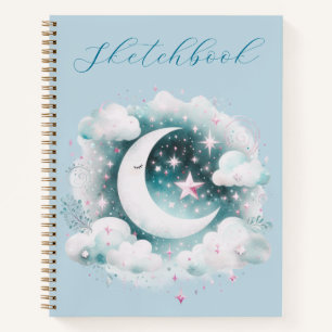 Libro de boho Celestial de la luna azul blanco de