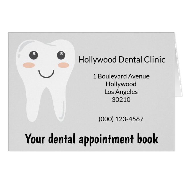 Libro de citas con dentista gris y blanco (Anverso (Horizontal))