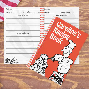 Libro de cocina con cocinero decorando pastel. Rec