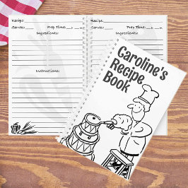 Libro de cocina con cocinero decorando pastel. Rec