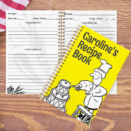 Libro de cocina con cocinero decorando pastel. Rec