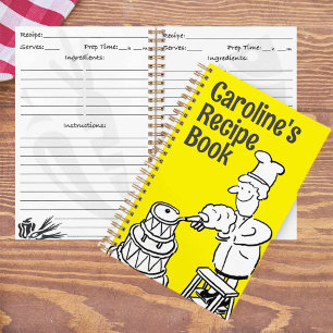 Libro de cocina con cocinero decorando pastel. Rec