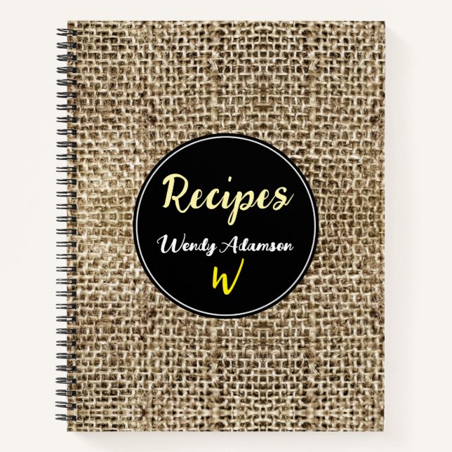 Libro de cocina de Burlap de época para recetas ru (Anverso)
