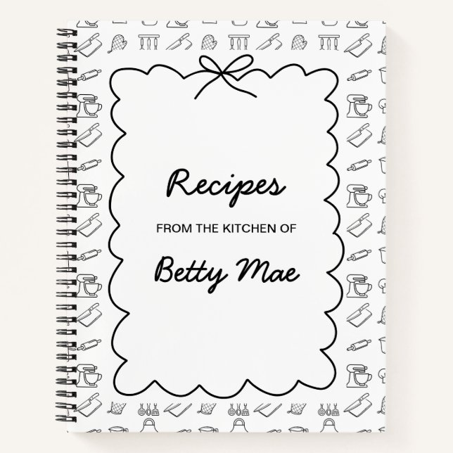 Libro de Cocina en Blanco y Negro Escribe Tus Rece (Anverso)