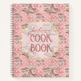 Libro de Cocina Retro Rosa Cute Personalizado