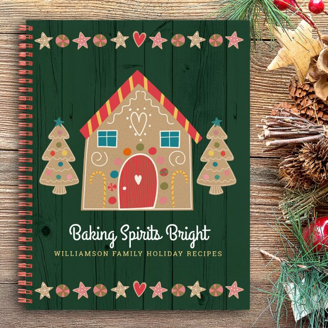 Libro de cocina verde Gingerbread Rustic Wood Cute (Subido por el creador)