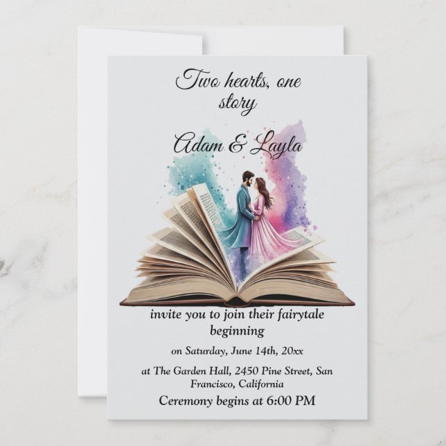 Libro de Cuento de Hadas Uno Historia Invitación d (Anverso)